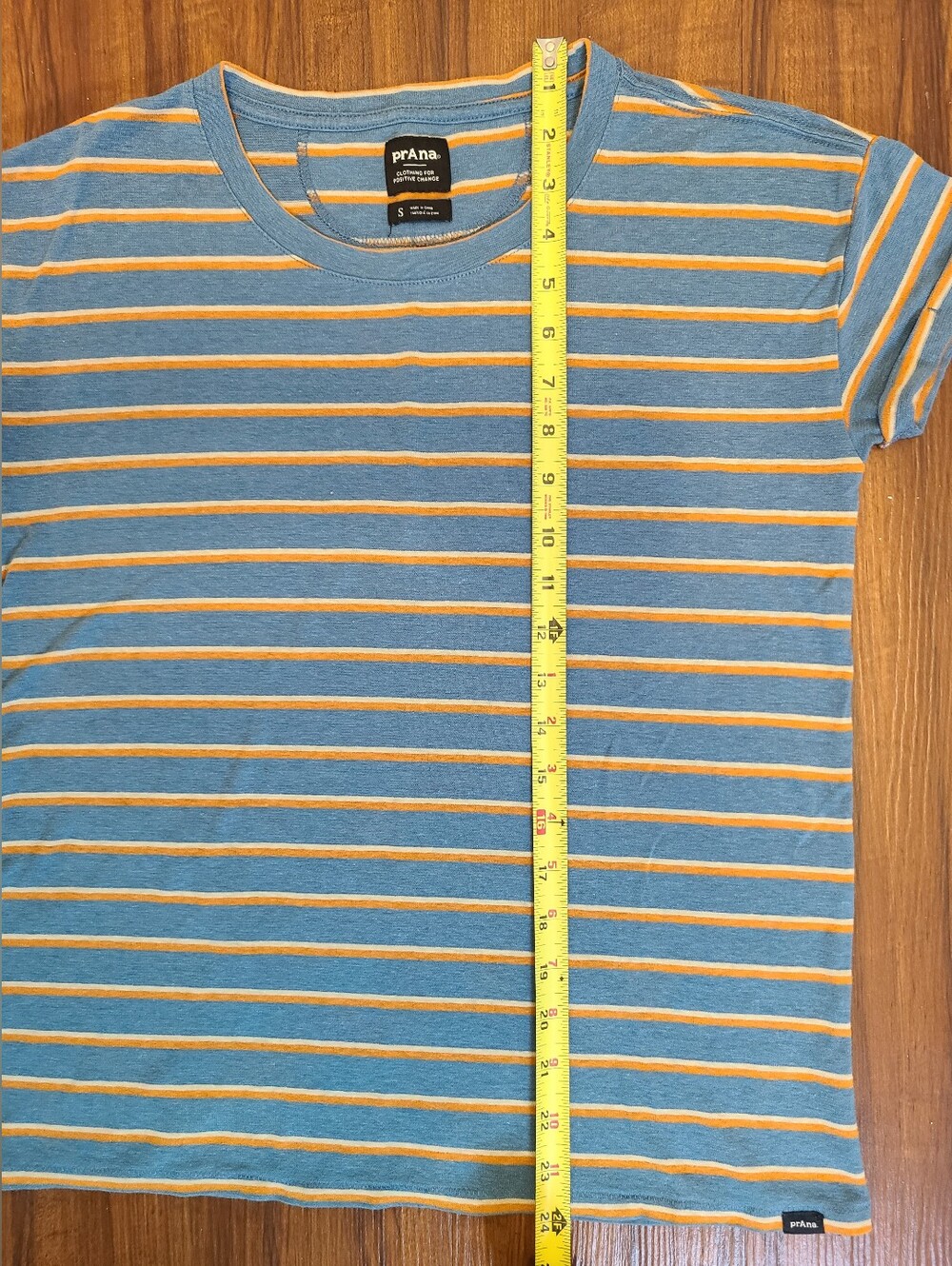 prAna Striped Cozy Up Tee Women's Blue Orange Earthy Boho Casual Shirt In Small - Picture 5 of 6